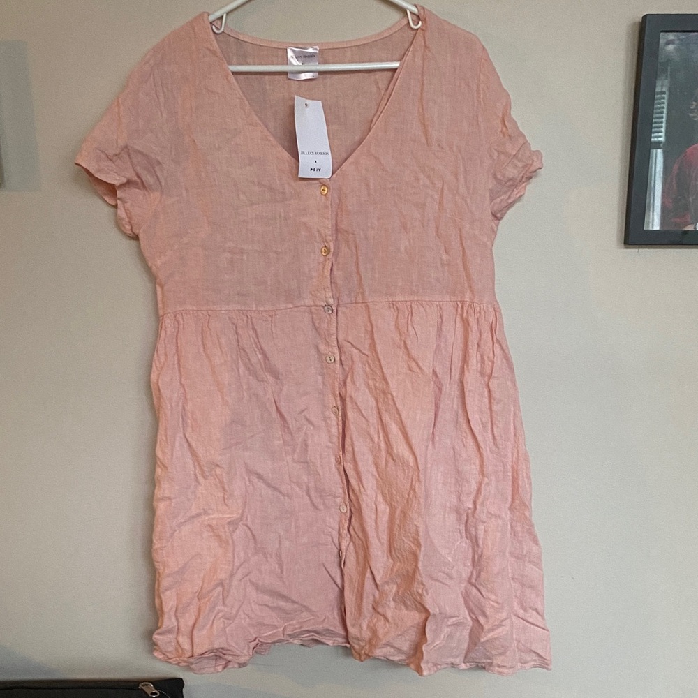 Pink Button-Down Mini Dress